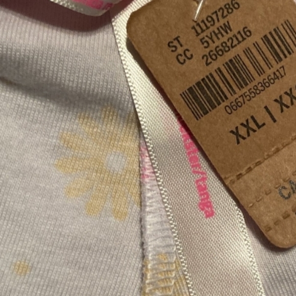 V.S. PINK- Pink logo Yellow & White Floral Print Lace Trim Cheekies-XXL - Picture 2 of 2